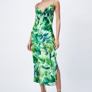 ZARA women tropical print slip dress